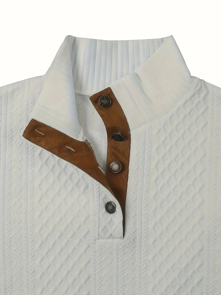 Men's Classic Stand Collar Henley Sweater