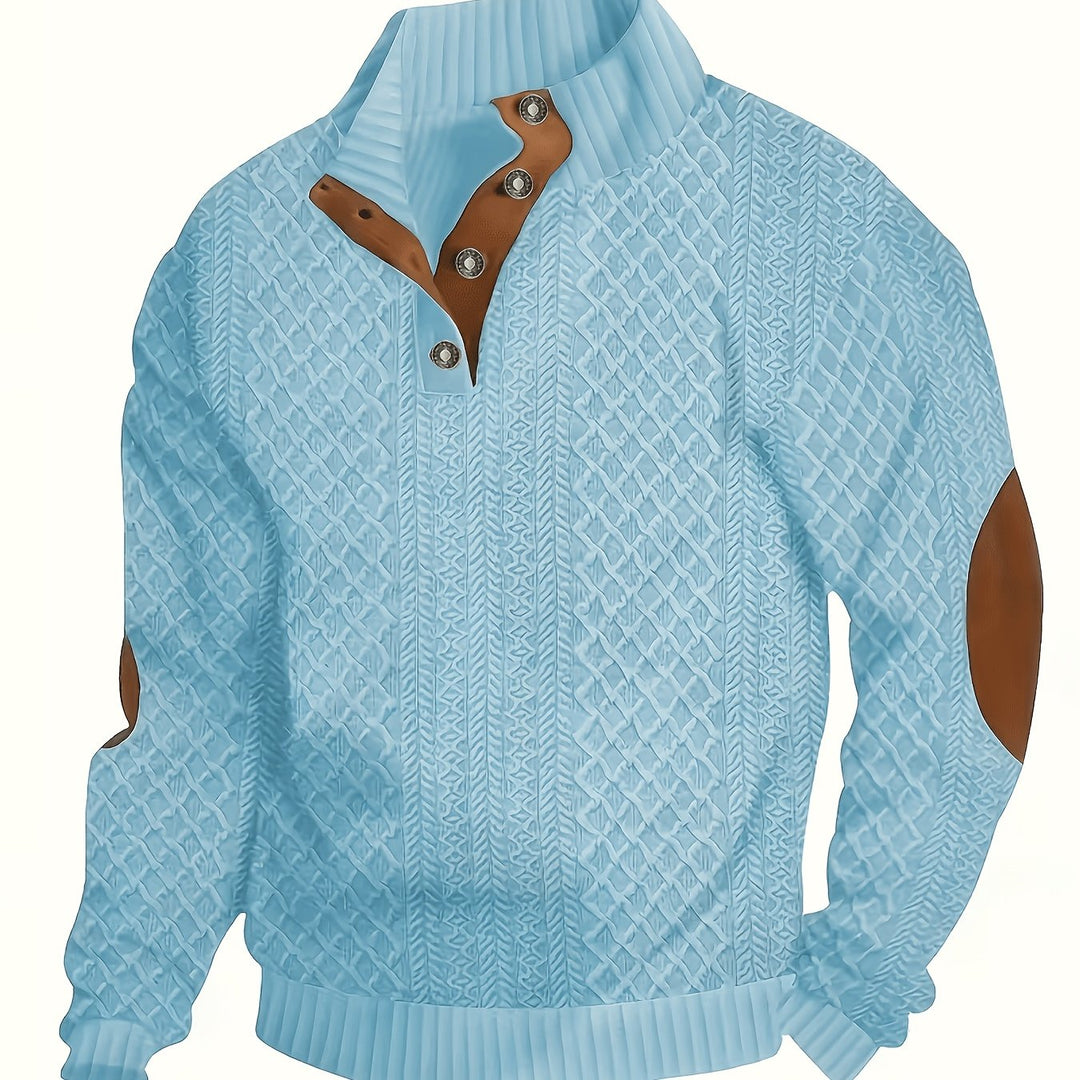 Men's Classic Stand Collar Henley Sweater