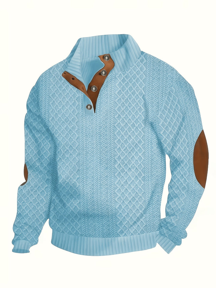 Men's Classic Stand Collar Henley Sweater