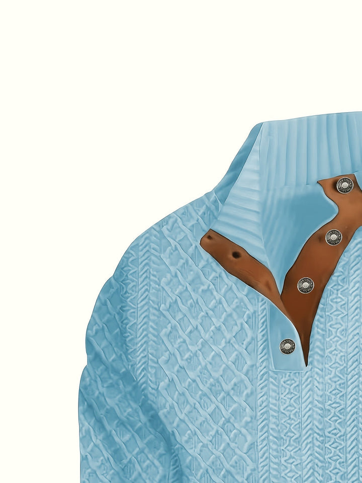 Men's Classic Stand Collar Henley Sweater