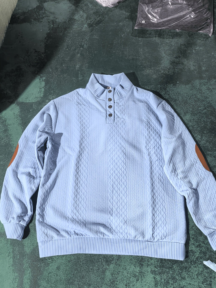 Men's Classic Stand Collar Henley Sweater