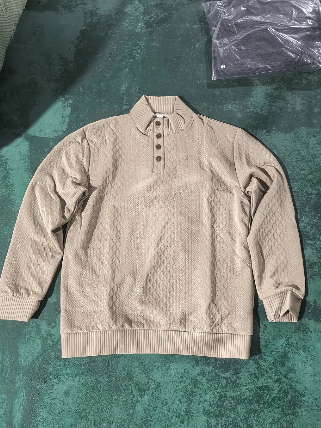 Men's Classic Stand Collar Henley Sweater