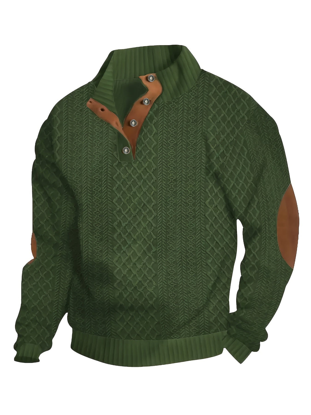 Men's Classic Stand Collar Henley Sweater