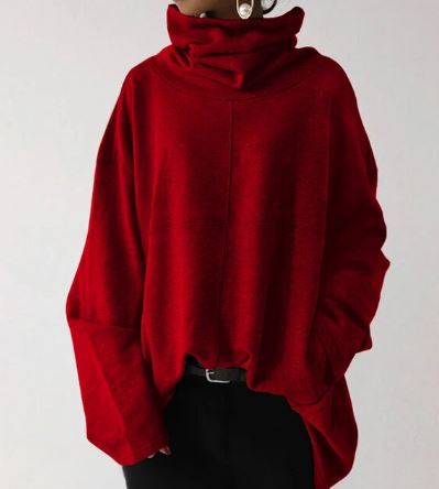 Women's Oversized Turtleneck Sweatshirt - Cotton Funnel Neck-The Yellow Prime