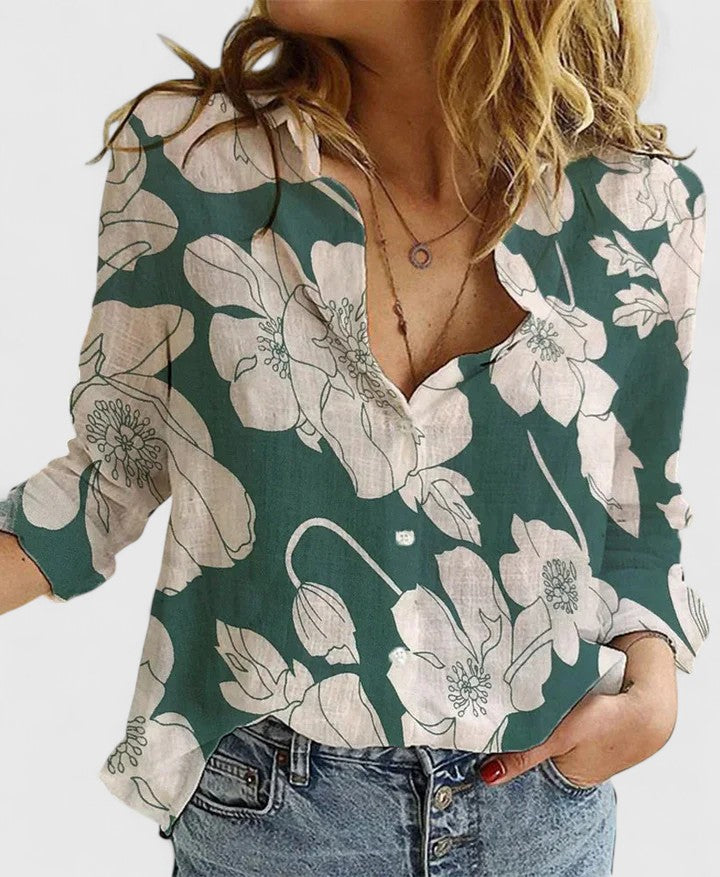 Lily | Women's Casual V-Neck Button Blouse-The Yellow Prime