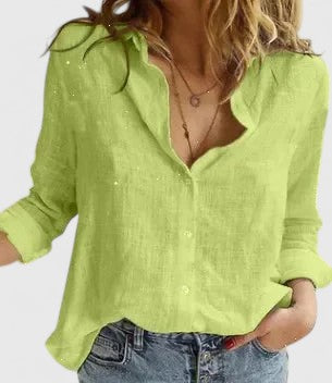 Lily | Women's Casual V-Neck Button Blouse-The Yellow Prime