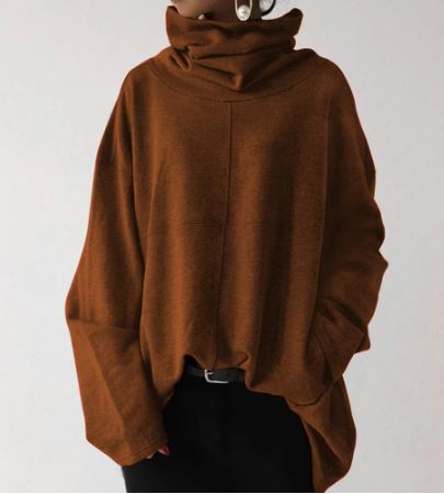 Women's Oversized Turtleneck Sweatshirt - Cotton Funnel Neck-The Yellow Prime