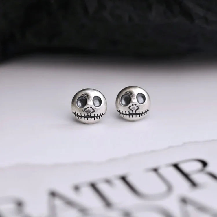 Pendientes de calavera de plata de ley con diseño de calabaza de Halloween