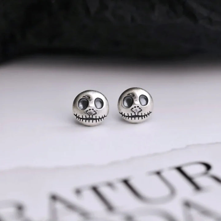 Pendientes de calavera de plata de ley con diseño de calabaza de Halloween
