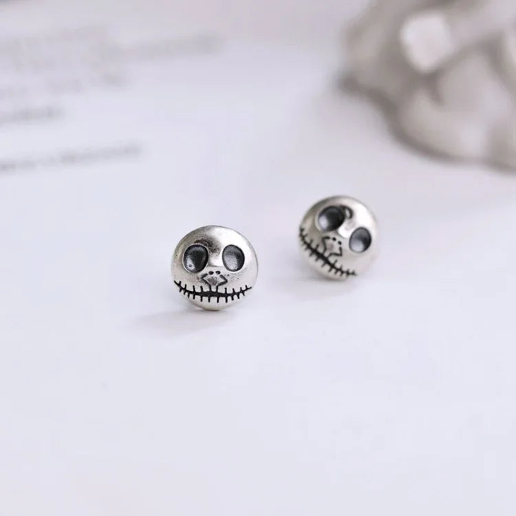 Pendientes de calavera de plata de ley con diseño de calabaza de Halloween