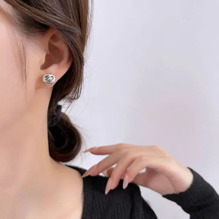 Pendientes de calavera de plata de ley con diseño de calabaza de Halloween