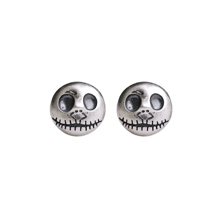 Pendientes de calavera de plata de ley con diseño de calabaza de Halloween