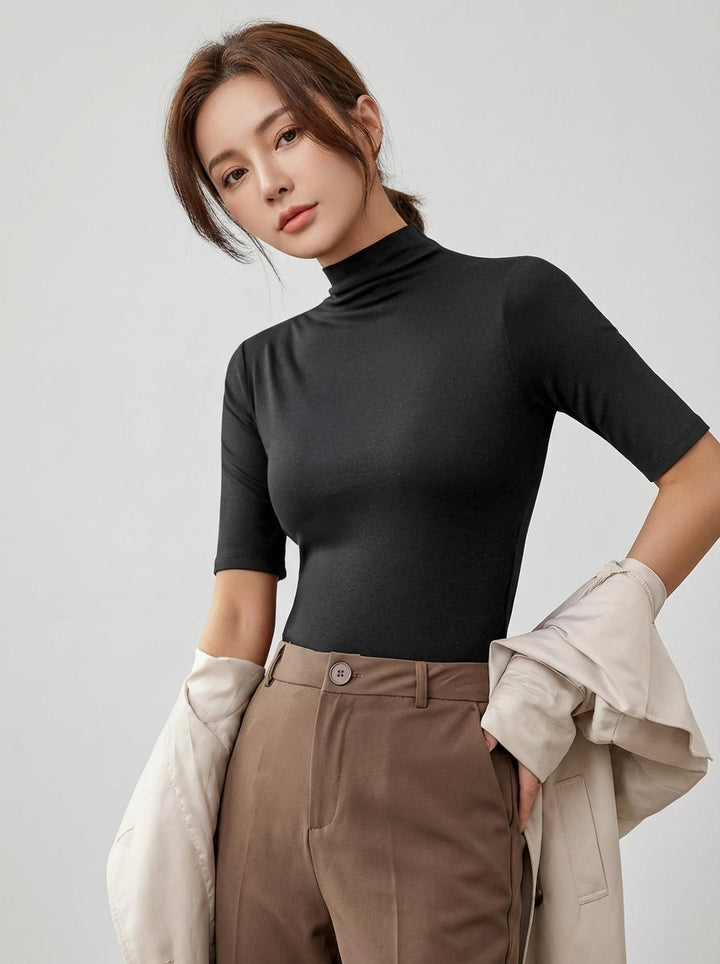 Women's Ultra-Thin Seamless Turtleneck Top
