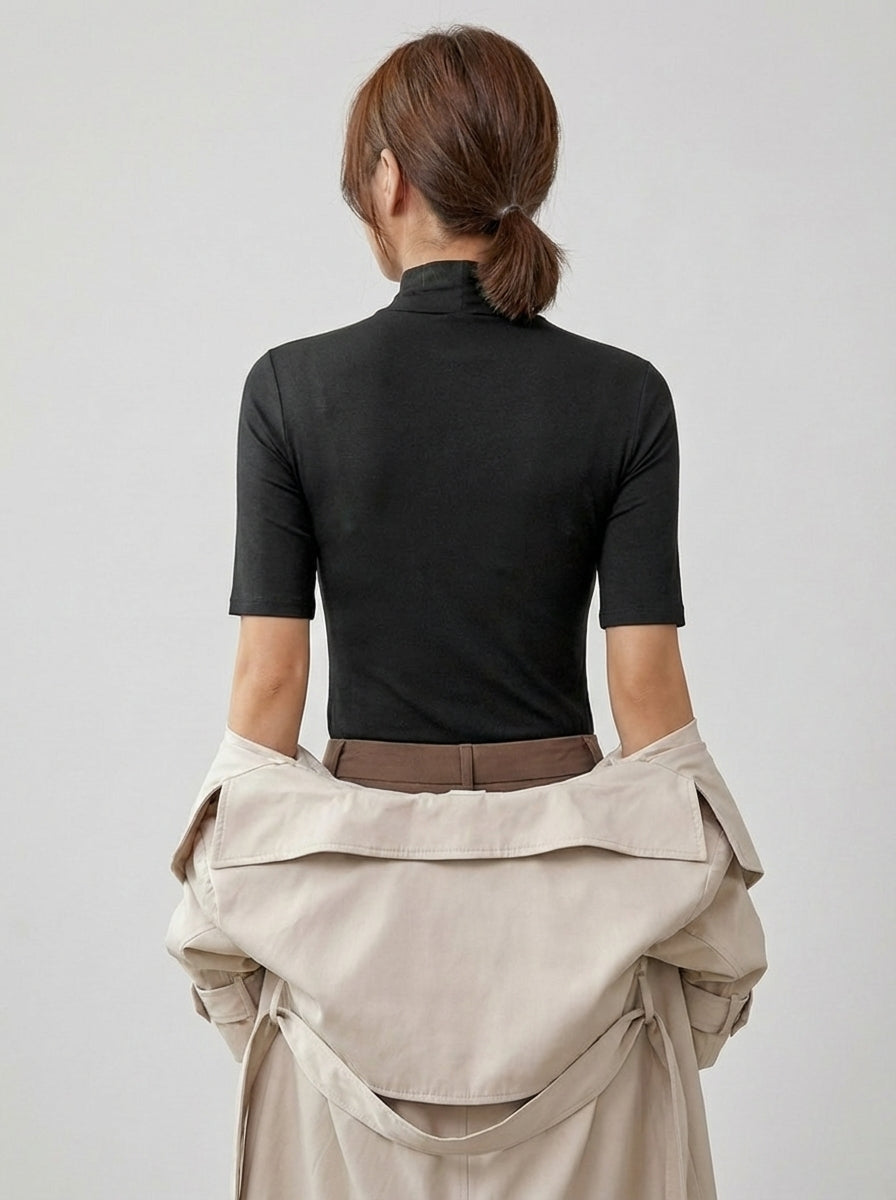 Women's Ultra-Thin Seamless Turtleneck Top