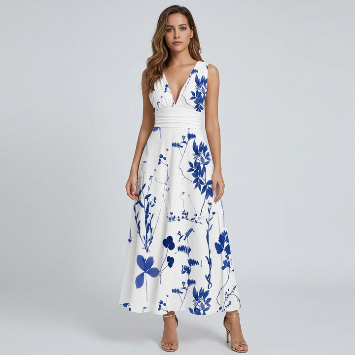 Mary | Women's Floral Maxi Dress for Wedding Guests-The Yellow Prime
