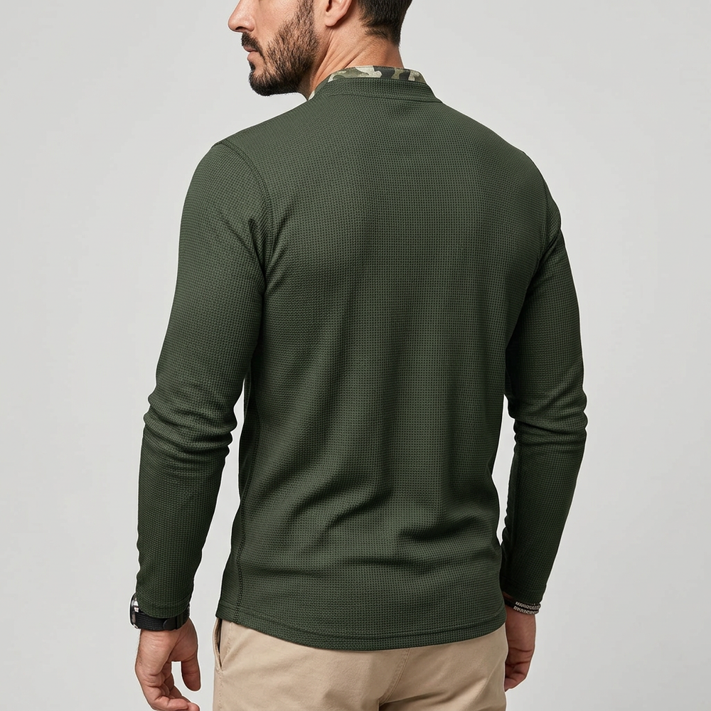 John | Men's Long Sleeve Casual Polo Shirt-The Yellow Prime