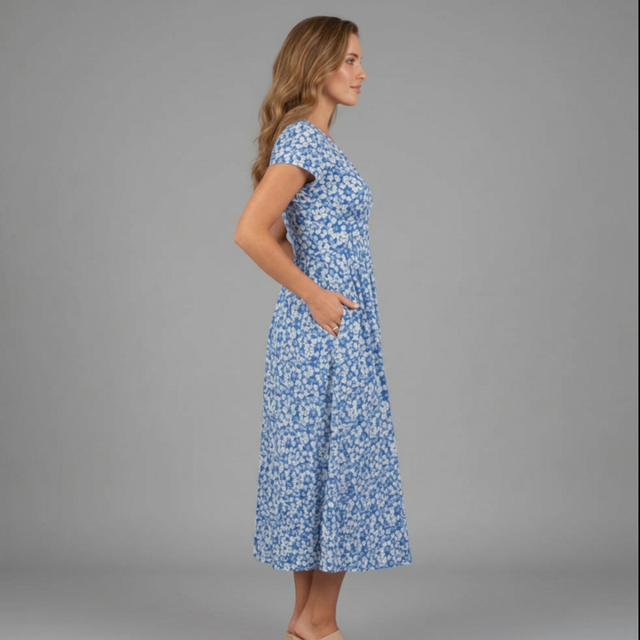 Samantha | Women's Floral Midi Dress - Elegant Summer Style-The Yellow Prime