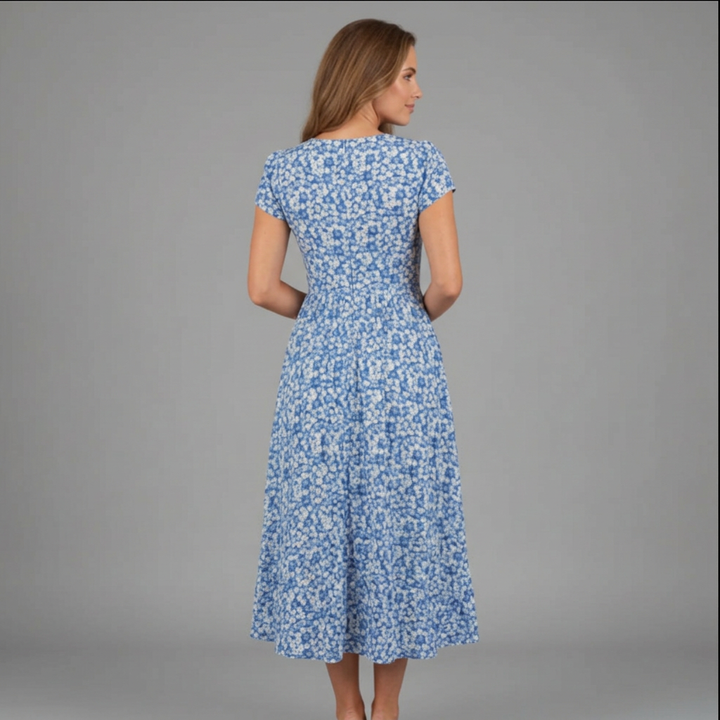 Samantha | Women's Floral Midi Dress - Elegant Summer Style-The Yellow Prime