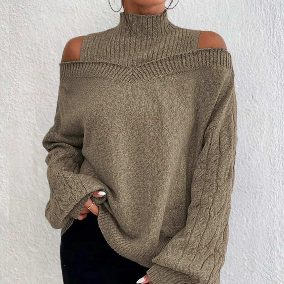 Women's Elegant Round Neck Sweater with Long Sleeves
