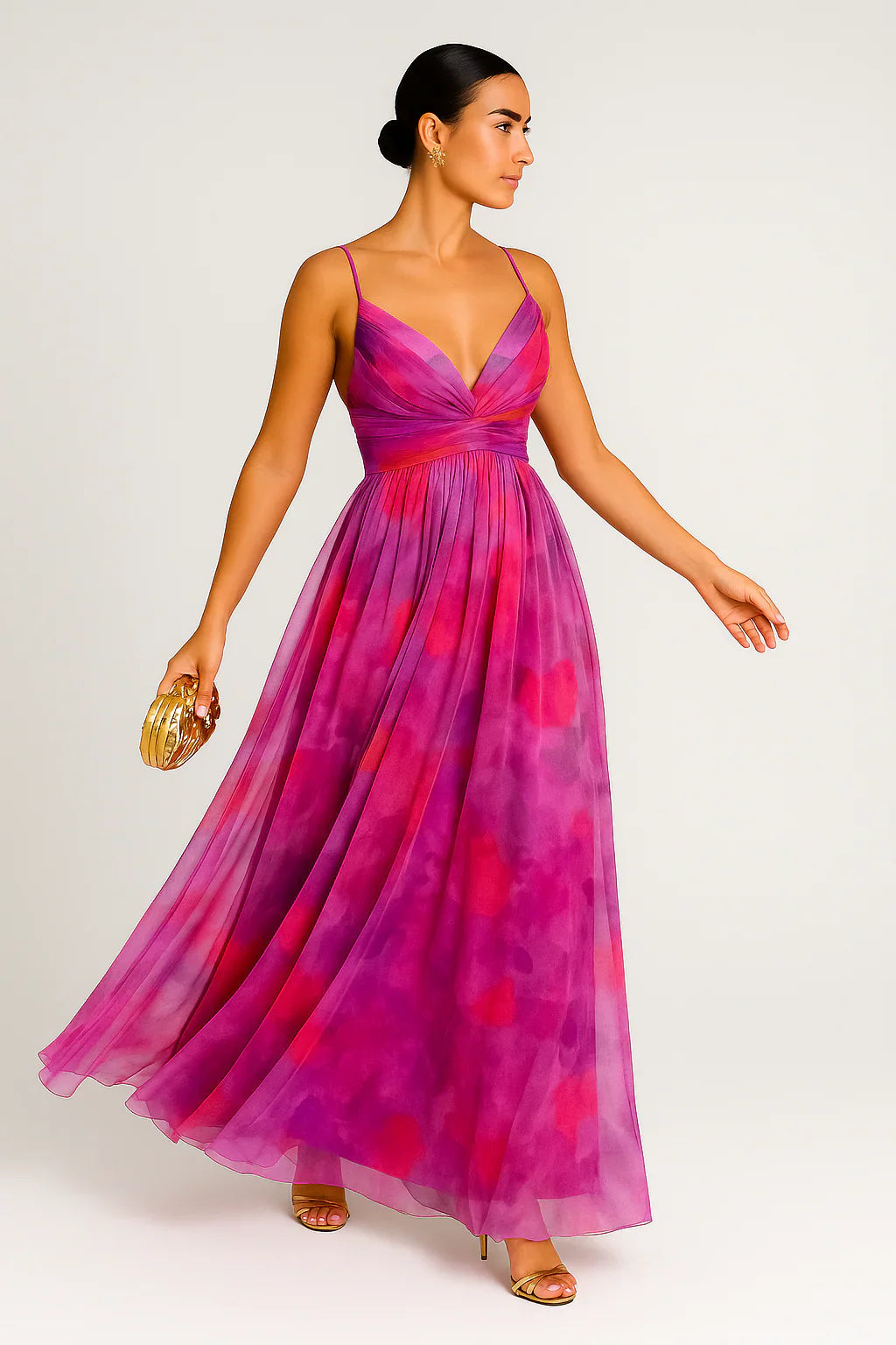 Women's Floral Maxi Dress – Flowing Silhouette with Vibrant Print-The Yellow Prime