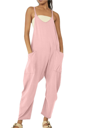Women's Loose Jumpsuit with Front Pockets for Casual Style