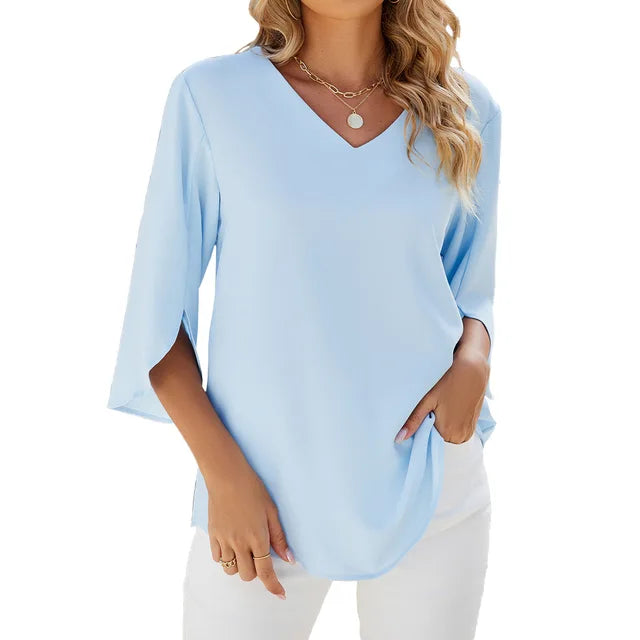 Women's Unique V-Neck Blouse-The Yellow Prime