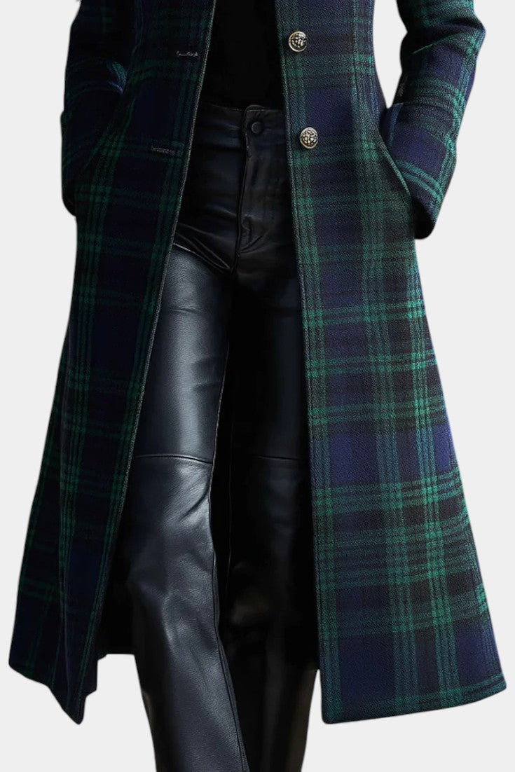 Glendine | Women's Elegant Plaid Coat-The Yellow Prime