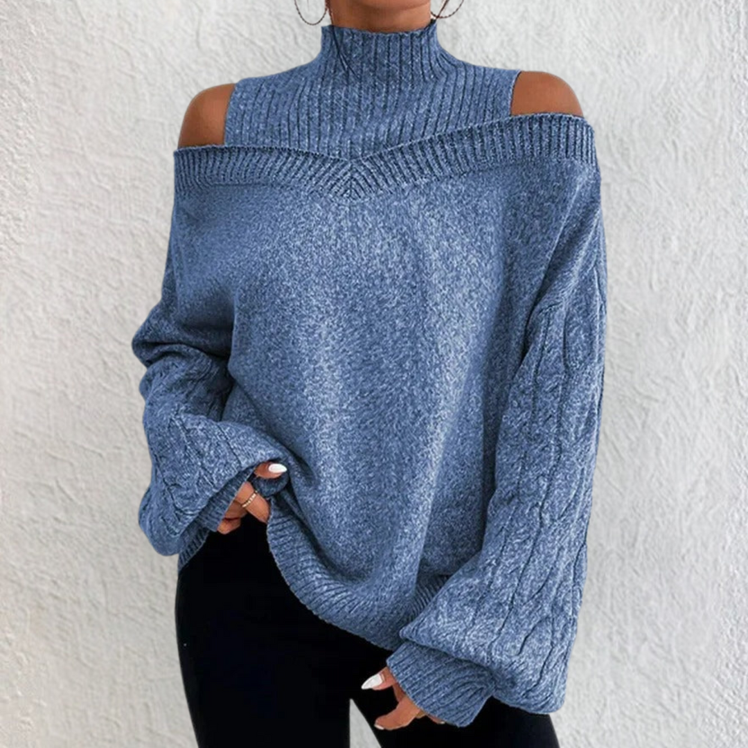 Women's Elegant Round Neck Sweater with Long Sleeves