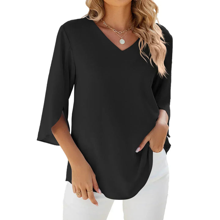 Women's Unique V-Neck Blouse-The Yellow Prime