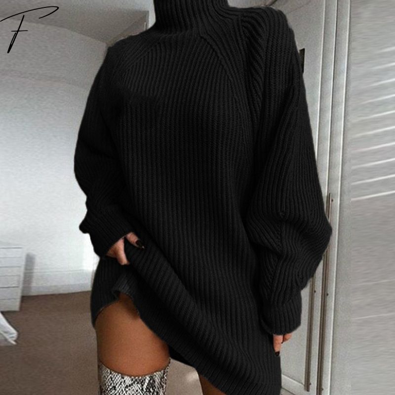 Women's Comfortable Polo Collar Sweater Dress
