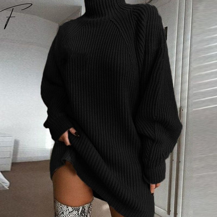 Women's Comfortable Polo Collar Sweater Dress