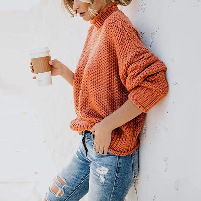 Women's Cozy Turtleneck Sweater with Long Sleeves
