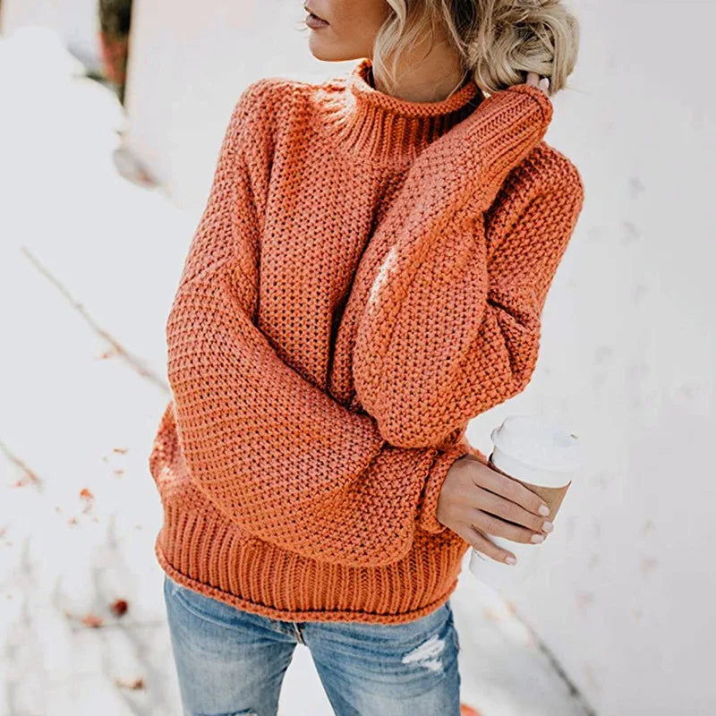 Women's Cozy Turtleneck Sweater with Long Sleeves