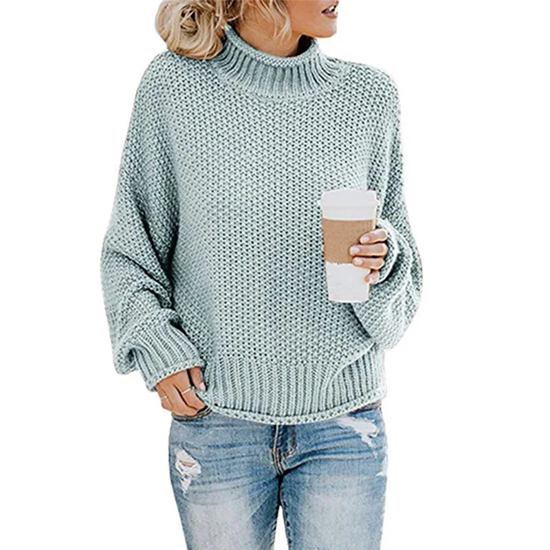 Women's Cozy Turtleneck Sweater with Long Sleeves