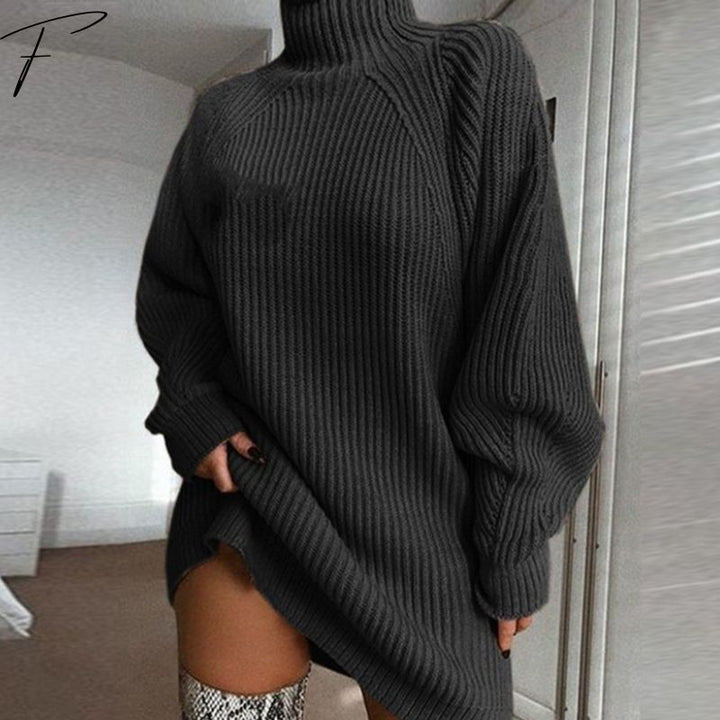 Women's Comfortable Polo Collar Sweater Dress