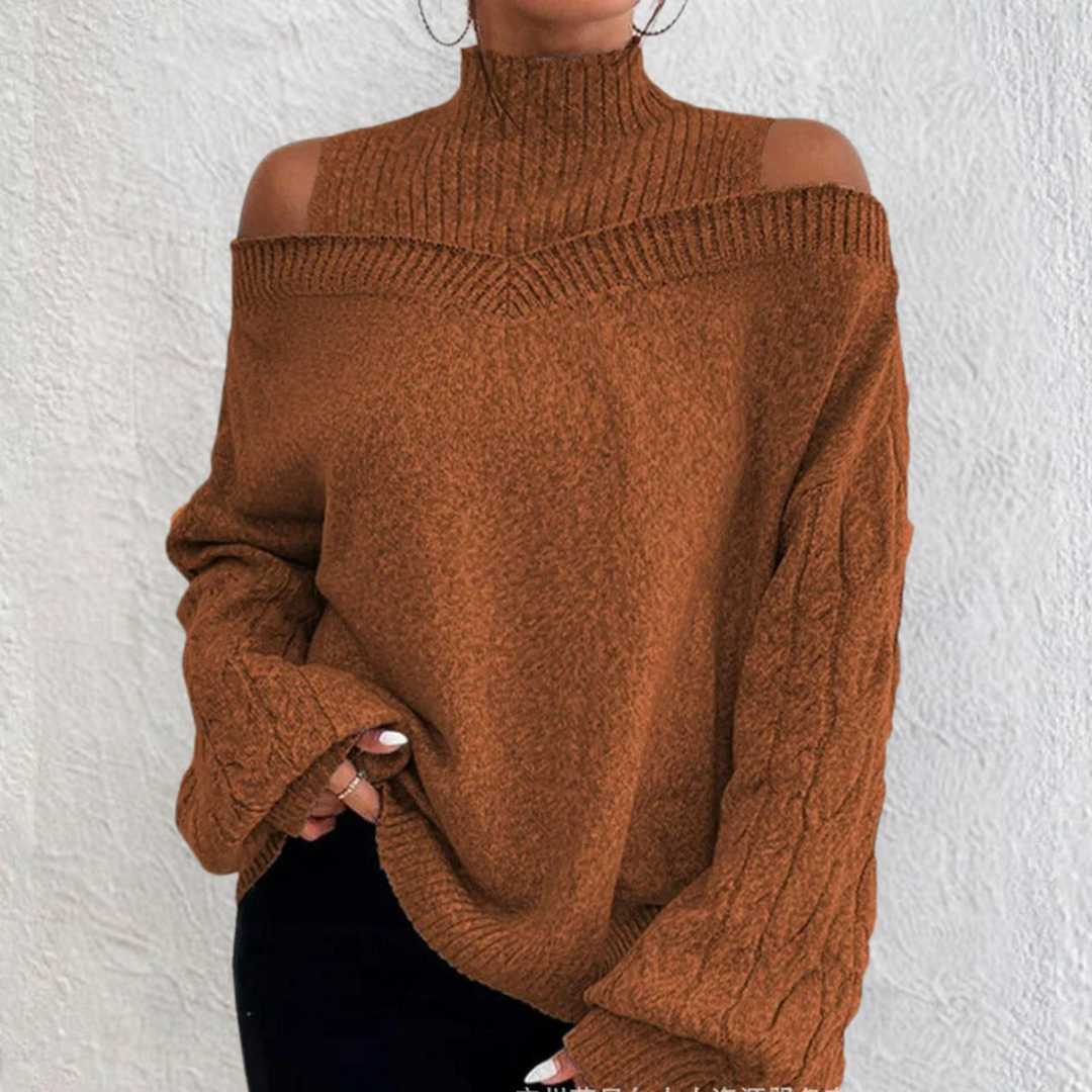 Women's Elegant Round Neck Sweater with Long Sleeves