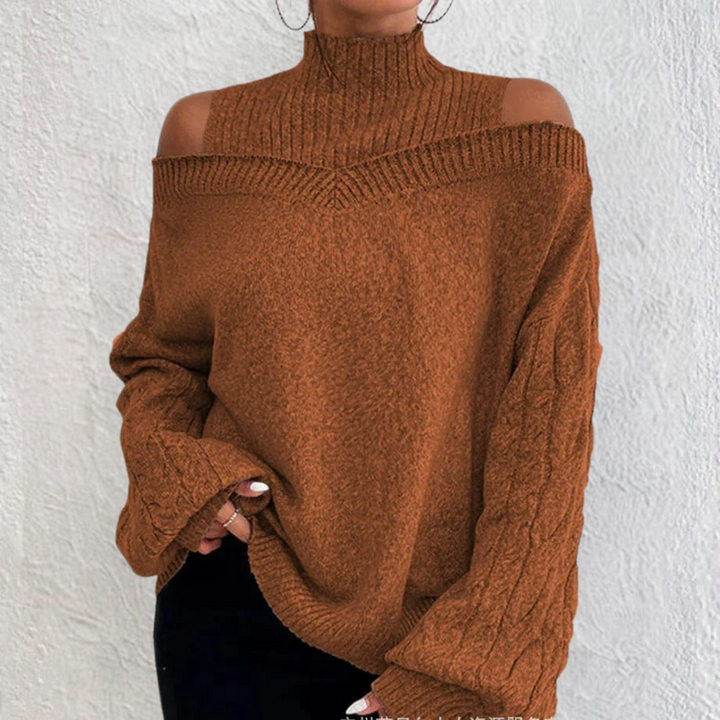 Women's Elegant Round Neck Sweater with Long Sleeves
