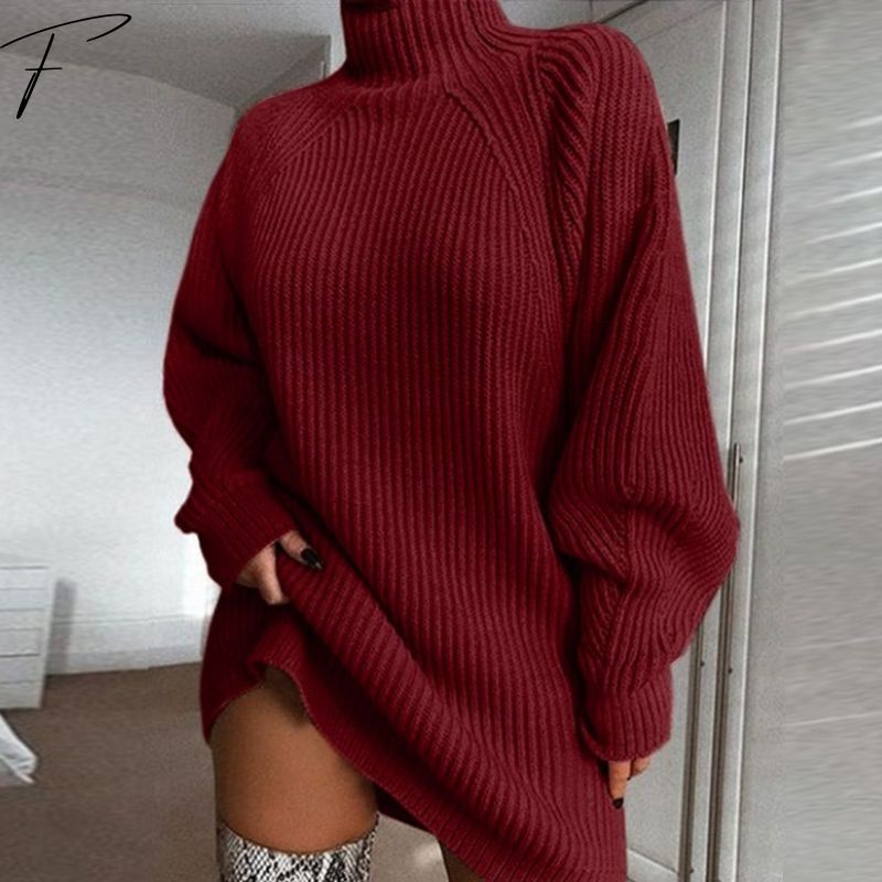 Women's Comfortable Polo Collar Sweater Dress
