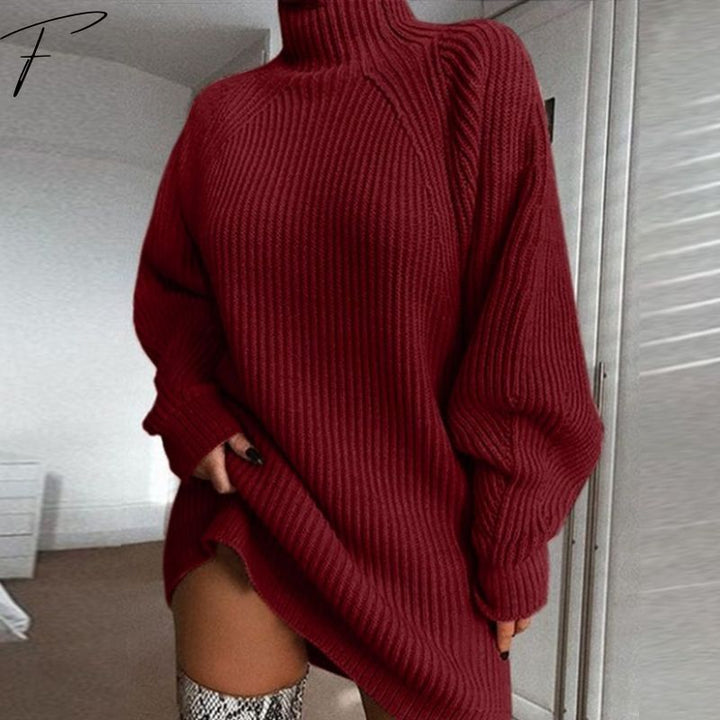 Women's Comfortable Polo Collar Sweater Dress