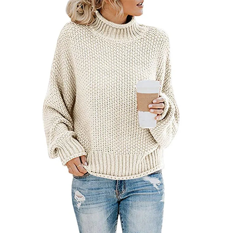 Women's Cozy Turtleneck Sweater with Long Sleeves