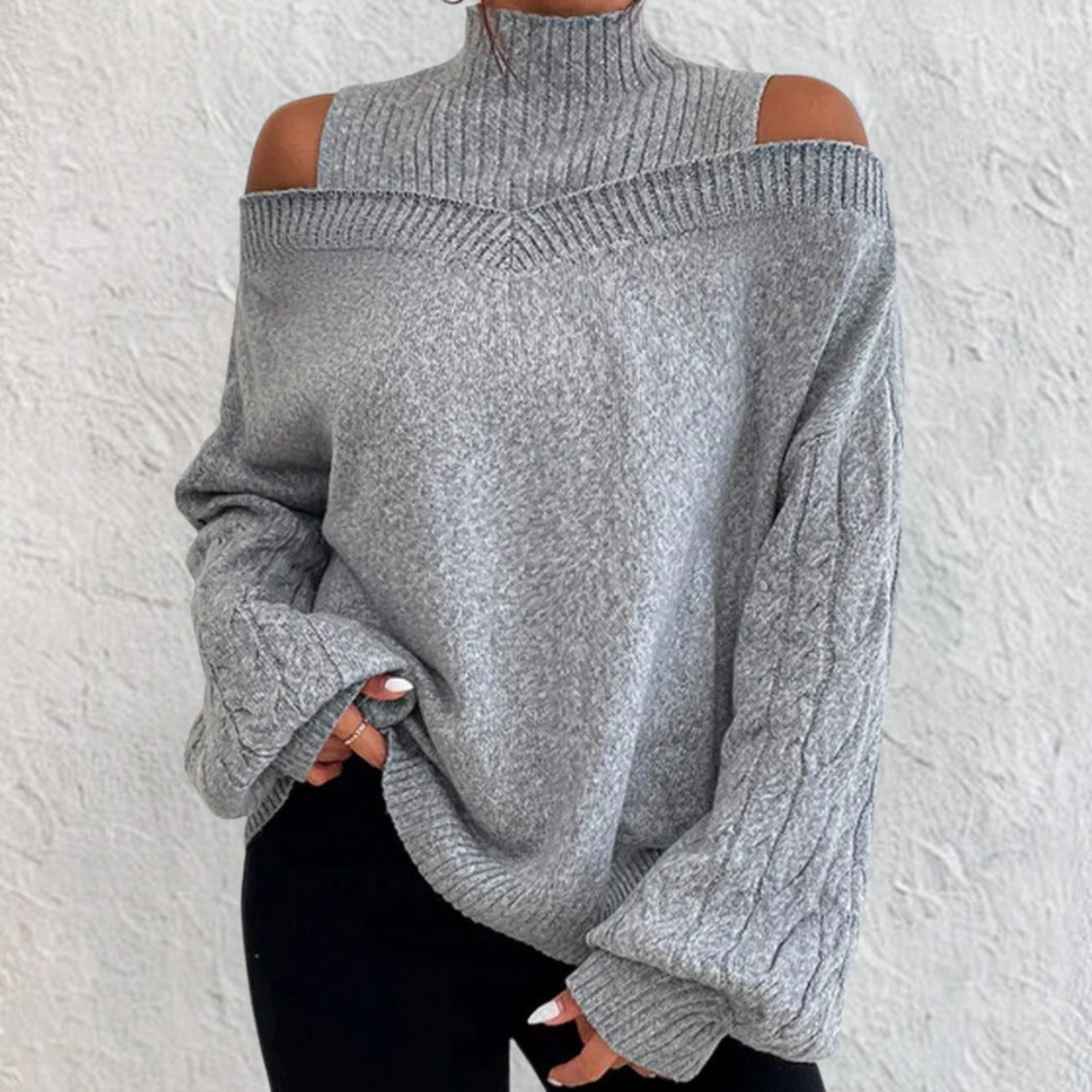 Women's Elegant Round Neck Sweater with Long Sleeves