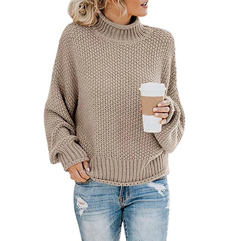 Women's Cozy Turtleneck Sweater with Long Sleeves