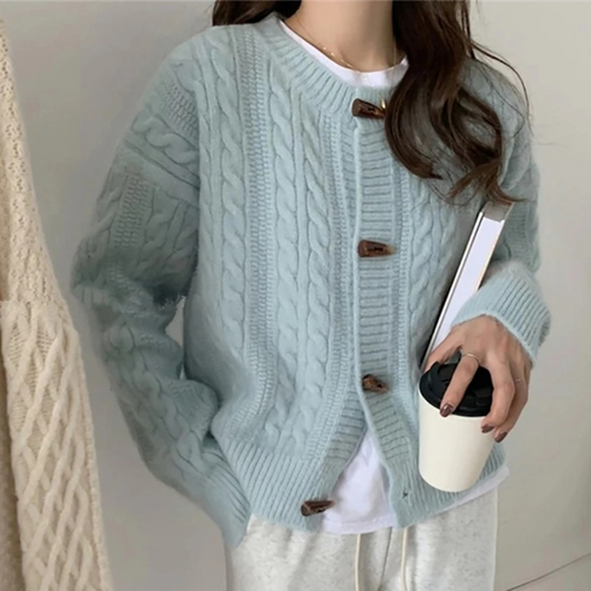 Cardigan rétro en maille pour femme – Un indispensable confortable pour l’automne et l’hiver