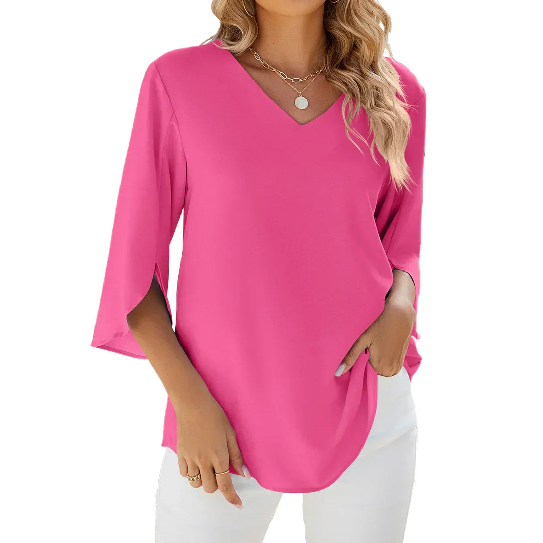 Women's Unique V-Neck Blouse-The Yellow Prime