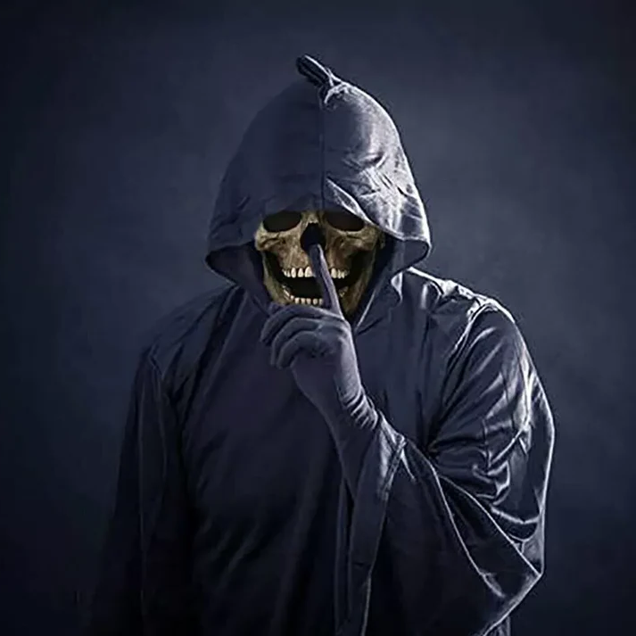 Máscara de caveira realista de Halloween com maxilar móvel e detalhes de ossos