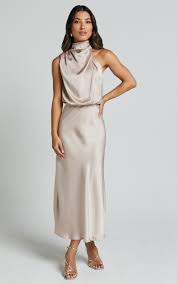 Women's Elegant Halter-neck Maxi Dress-The Yellow Prime