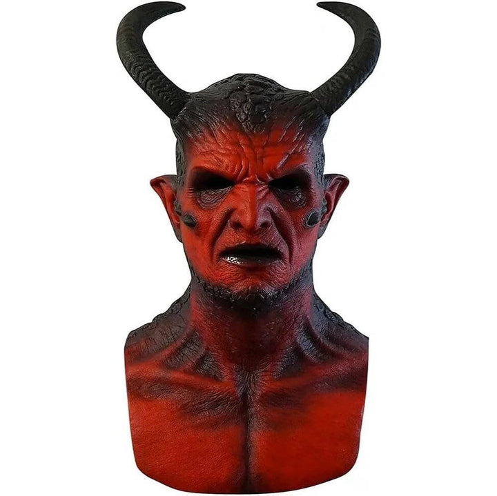 Realistisk dæmonmaske med horn fra Halloween til cosplay og fester