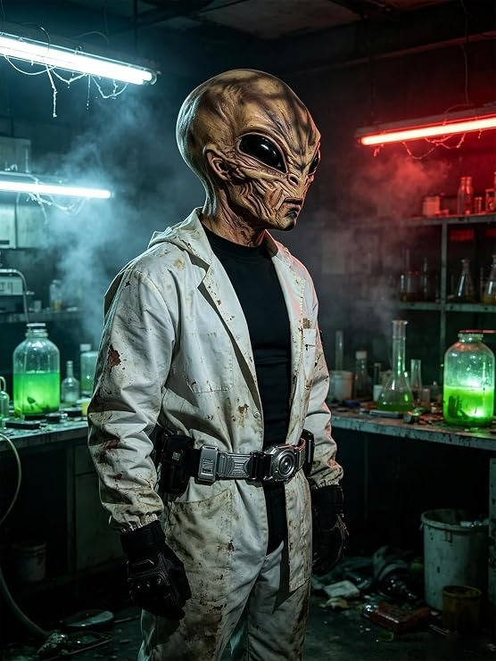 Latexová maska mimozemšťana na celý obličej na Halloween pro cosplay a kostýmové večírky