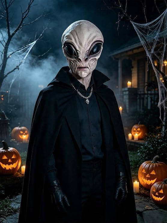 Latexová maska mimozemšťana na celý obličej na Halloween pro cosplay a kostýmové večírky