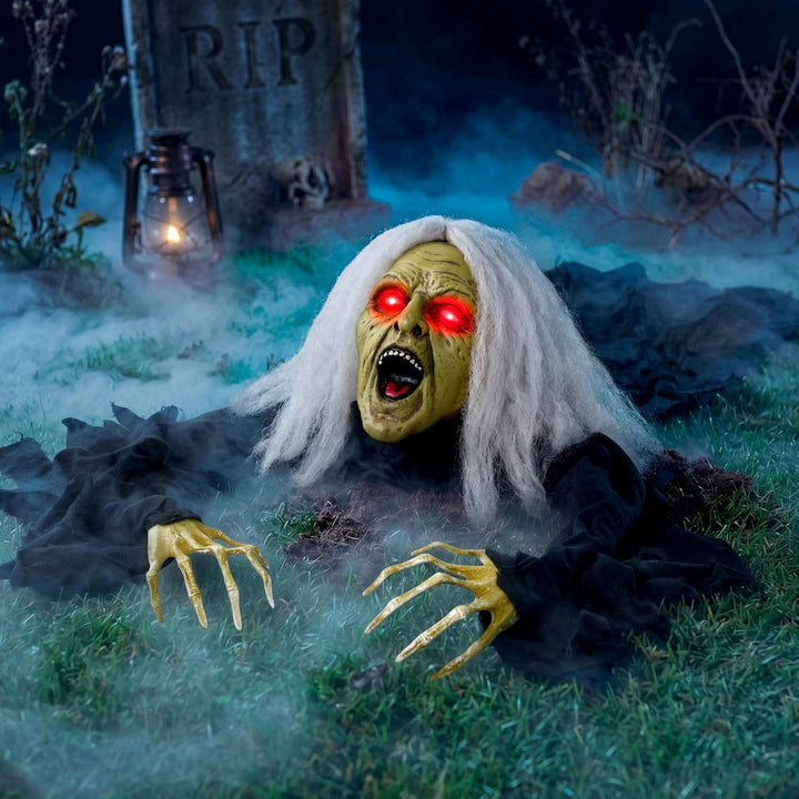 Brise-terre zombie lumineux d'Halloween avec sons inquiétants et capteur infrarouge